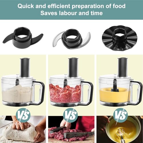 TopStrong 6-in-1 Food Processor Blender: Chop, Slice, Shred, Knead - 3 Speeds, 2L Bowl, 800W