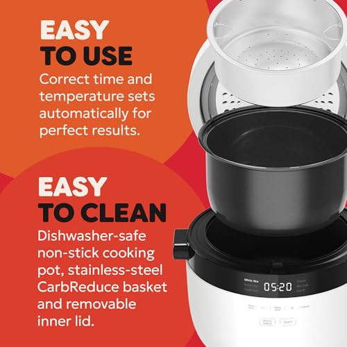 Instant Pots Rice Cooker & Steamer, 2.8L - Non-Stick Pot, Steamer Basket, Measuring Cup, Rice Spoon - Slow Cooker & Sauté Pan.