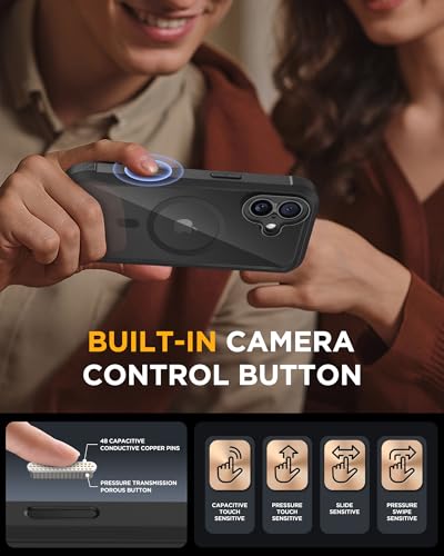 Miracase Magnetic iPhone 17 Case with Glass Screen Protector & Camera Button, MagSafe Compatible, Drop Proof Cover, 6.3-inch Black