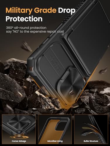 Vihibii iPhone 17 Wallet Case with Card Holder & Camera Cover, Military Grade Protection, Shockproof Silicone, Black