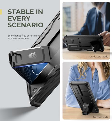 Dexnor Samsung Galaxy S25 Ultra Case with Slide Camera Cover & Kickstand, Shockproof Rugged Bumper - Black