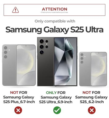 Dexnor Samsung Galaxy S25 Ultra Case with Slide Camera Cover & Kickstand, Shockproof Rugged Bumper - Black