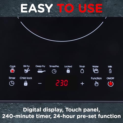 Sensio Home Induction Hob: 8 Temp & Power Settings, Timer, Safety Lock
