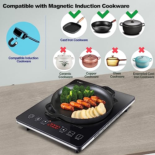 AMZCHEF Induction Cooker: Sleek Design, 10-Level Control, Touch Sensor, Safety Lock