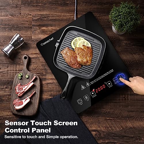 AMZCHEF Induction Cooker: Sleek Design, 10-Level Control, Touch Sensor, Safety Lock