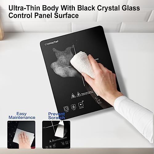 AMZCHEF Induction Cooker: Sleek Design, 10-Level Control, Touch Sensor, Safety Lock