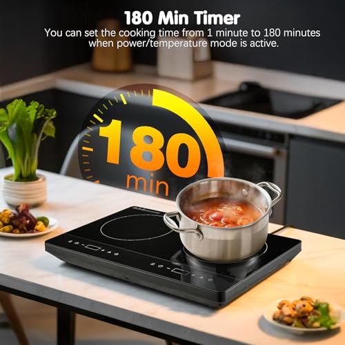 KICHPOWER Portable Double Induction Cooker, Glass Plate, 2800W