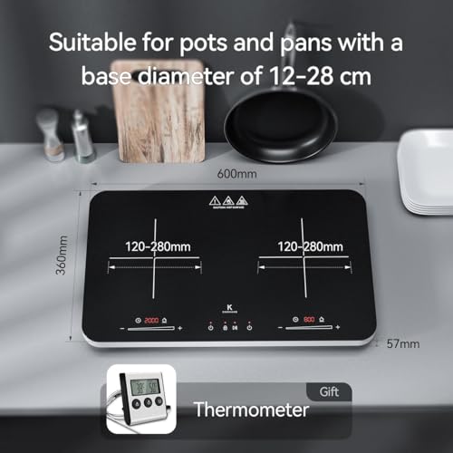 COOKNANO 2-Plate Induction Cooktop, 2800W, 20 Settings, Timer