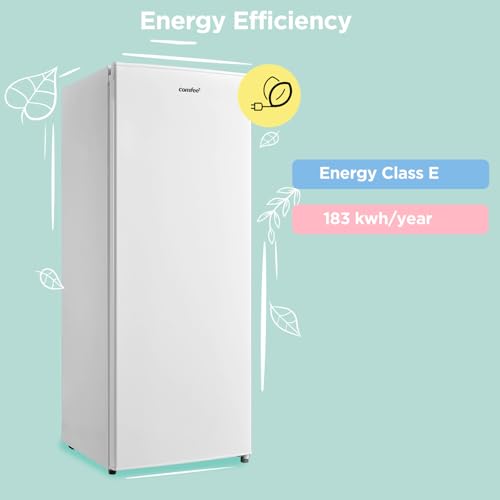 COMFEE 160L Tall Freezer: Adjustable Thermostat, Reversible Door, 4-Star Freezing