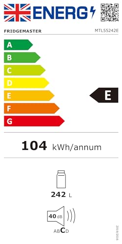 Fridgemaster Larder Fridge: Reversible Door, 242L Capacity, 55cm Width, White