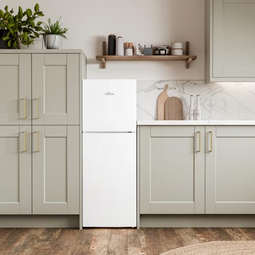 Willow Small Fridge Freezer, 138L, Adjustable Thermostat, Top Mount Slimline, Mark Proof Finish - White