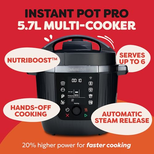 Instant Pot Pro 10-in-1 Multi-Cooker - 5.7L, Black - Pressure, Slow & Rice Cooker, Sauté Pan - Yoghurt Maker - Food Warmer - Steamer - Sous Vide - Bake - NutriBoost - Dishwasher Safe