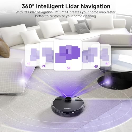 MONSGA Robot Vacuum with Mop, Strong Suction, Lidar Navigation, Self-Empty Station, 180mins Runtime, Voice Control