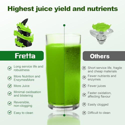 Fretta Cold Press Juicer: 135MM Feed Chute, Easy Clean, High Juice Yield