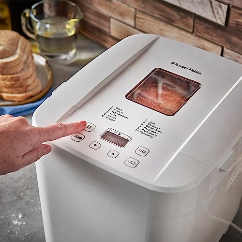 Russell Hobbs Bread Maker: 12 Programs, Gluten Free, 3 Crust Settings, Timer, 2 Sizes, Viewing Window, Keep Warm, Energy Saving