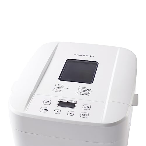 Russell Hobbs Bread Maker: 12 Programs, Gluten Free, 3 Crust Settings, Timer, 2 Sizes, Viewing Window, Keep Warm, Energy Saving