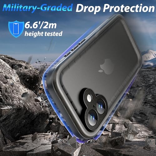 SPORTLINK iPhone 17 Case Waterproof Military Shockproof 360 Full Body Heavy Duty Protective Cover 6.3 inch Black