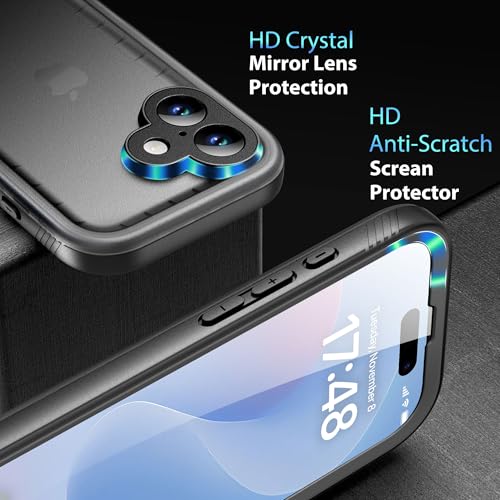 SPORTLINK iPhone 17 Case Waterproof Military Shockproof 360 Full Body Heavy Duty Protective Cover 6.3 inch Black