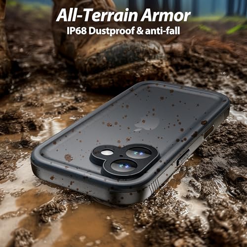 SPORTLINK iPhone 17 Case Waterproof Military Shockproof 360 Full Body Heavy Duty Protective Cover 6.3 inch Black