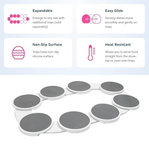 Lazy Susan Dining Table Turntable, Heavy Duty, 360° Rotating, Expandable with Sliding Rails - Easy Assembly Tray for Home & Commercial