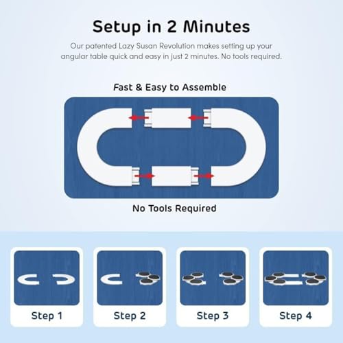 Lazy Susan Dining Table Turntable, Heavy Duty, 360° Rotating, Expandable with Sliding Rails - Easy Assembly Tray for Home & Commercial