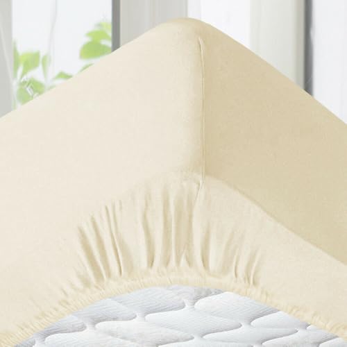 Luxurious Soft Cotton Fitted Bedsheet Set - Breathable & Durable Sheets for Peaceful Sleep - Home, Hotels, Spa (Cream, King)