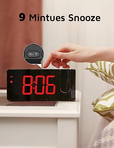 GOLOZA Projection Alarm Clock: 180° Projector, LED Display, USB Charger