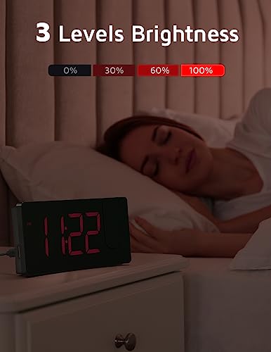 GOLOZA Projection Alarm Clock: 180° Projector, LED Display, USB Charger