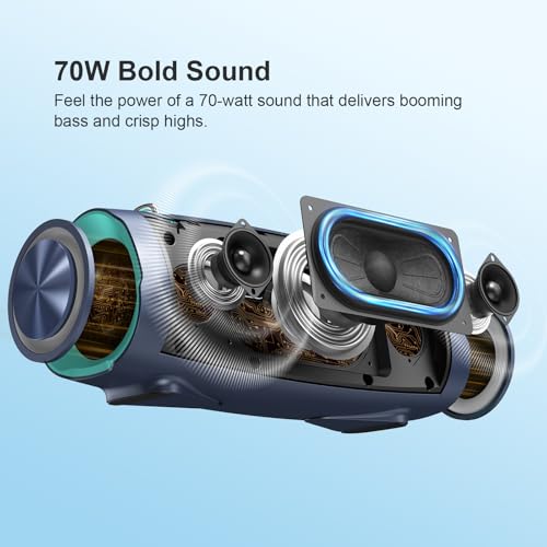 DOSS Extreme Boom Pro D100 Speaker: 140W Peak, Bold Sound, Extra Bass, 24H Playtime, Beat-Sync Lights, Power Bank - Black