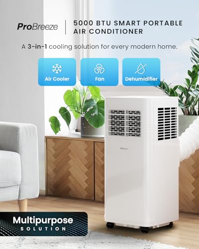 Pro Breeze 4-in-1 Portable AC Unit 5000 BTU with Wifi & Remote - Home Air Conditioner
