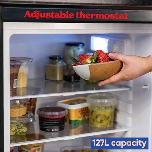 Russell Hobbs Larder Fridge: 127L, Adjustable Thermostat, LED Light