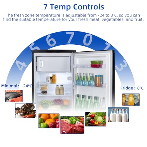 CHiQ Under Counter Fridge Freezer, 107L Ice-Box, Manual Defrost, Low-noise, 39dB, Black - Energy Saving Rated