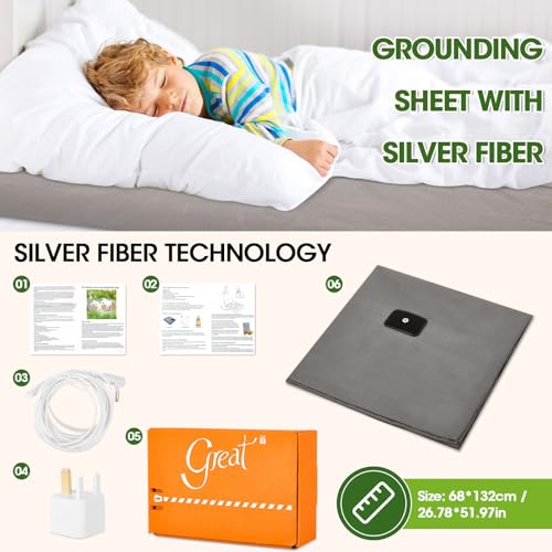 Earth Connection Organic Cotton Grounding Sheet 68x132cm for Better Sleep & Health - Silver Fiber Mat with Conductive Materials