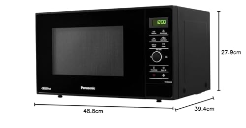 Panasonic Inverter Microwave Oven, 1000W, 23L, Dial Control, Quick 30sec, x10 Programs, Auto Defrost, Child Lock, Black