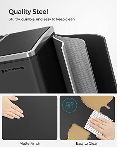 SONGMICS 3 x 18L Recycling Bin with Soft-Close Lids & Pedals