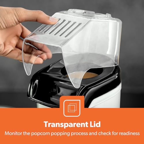 Geepas Popcorn Maker: Hot, Fresh, Healthy Theater-Style Popcorn | 1200W, Oil-Free, Attractive Design | On/Off Switch, 2-Year Warranty