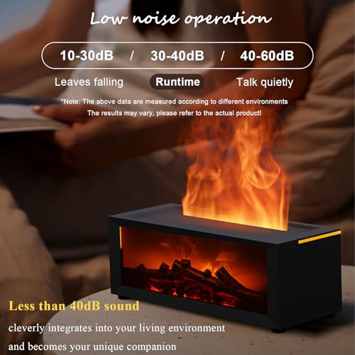 Holwim Fireplace Oil Diffuser, Aromatherapy 150ml Mist Humidifier - Remote Control, 7 Colors Flame Diffusers - Home Office