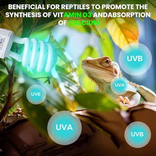 Bonlux 26W UVA UVB Light Bulb for Reptiles E27 Screw Base - Ideal for Amphibians, Snakes, Lizards, Turtles