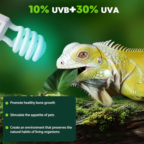 Bonlux 26W UVA UVB Light Bulb for Reptiles E27 Screw Base - Ideal for Amphibians, Snakes, Lizards, Turtles