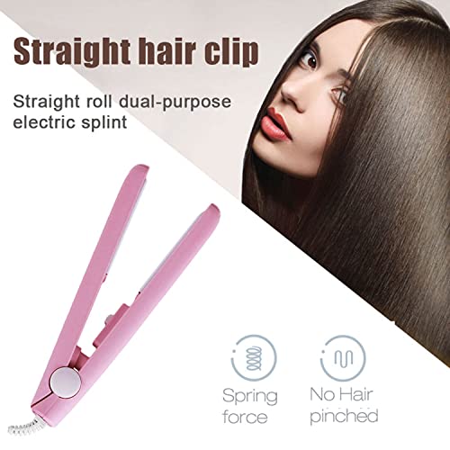 Professional 2-in-1 Hair Straightener/Curling Iron Set, Heat-Resistant Mat, Hair Styling Tools - Pink