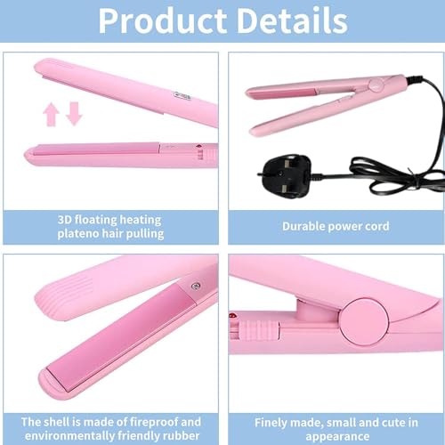 Professional 2-in-1 Hair Straightener/Curling Iron Set, Heat-Resistant Mat, Hair Styling Tools - Pink