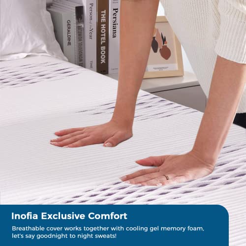 Inofia Sleep Gel Memory Foam Mattress Topper King 8CM - GELEX Bed Topper - Washable Cover - Pressure Relief - Sleep Cooler - Rest Easy