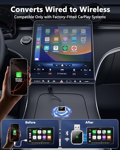 TKHIN CarPlay Wireless Dongle - Upgrade Factory Wired CarPlay to 5GHz WiFi on Cars After 2016