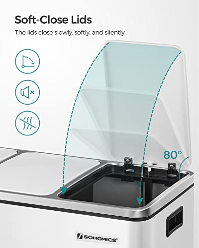 SONGMICS 3 x 18 inch Recycling Bin with Soft-Close Lids