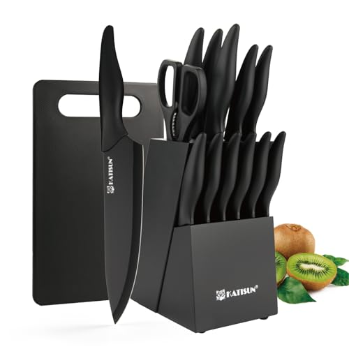 Chef's Delight Knife Set with Block & Sharpener, 16pcs - German Stainless Steel, Scissors, Cutting Board