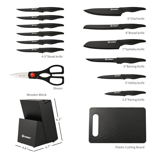 Chef's Delight Knife Set with Block & Sharpener, 16pcs - German Stainless Steel, Scissors, Cutting Board