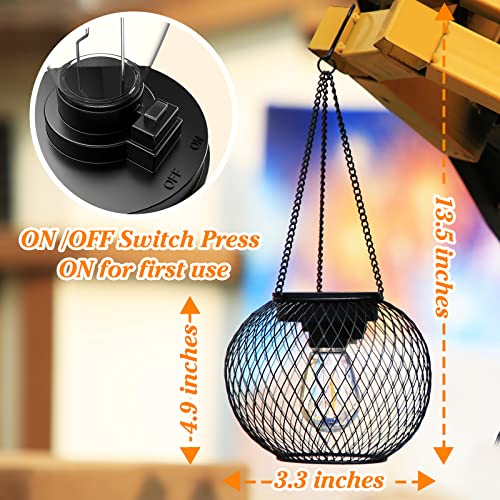 KagoLing Solar Lanterns: 2 Pack Outdoor Garden Hanging Lights, IP65 Waterproof, Auto On/Off, Metal Yard Art for Patio Fence - Warm White