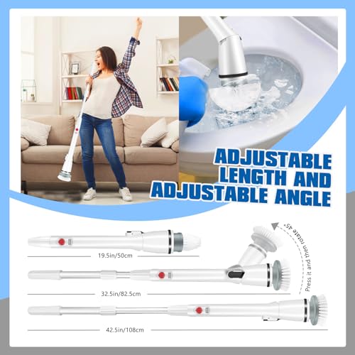 Spin Scrubber: Cordless Rechargeable Cleaning Brush with 3 inch Brush Heads, Adjustable Arm for Bathroom, Kitchen, Window