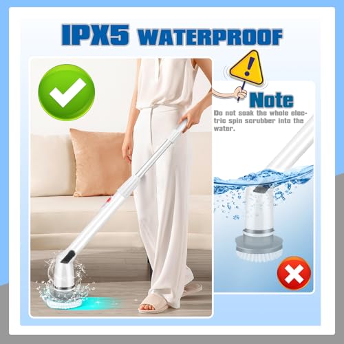 Spin Scrubber: Cordless Rechargeable Cleaning Brush with 3 inch Brush Heads, Adjustable Arm for Bathroom, Kitchen, Window