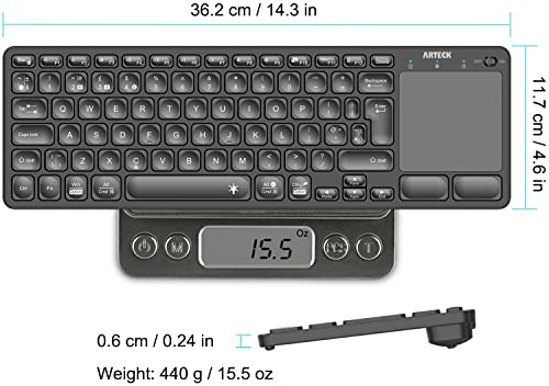 Arteck 7-Color Backlit Bluetooth TV Keyboard with Touchpad